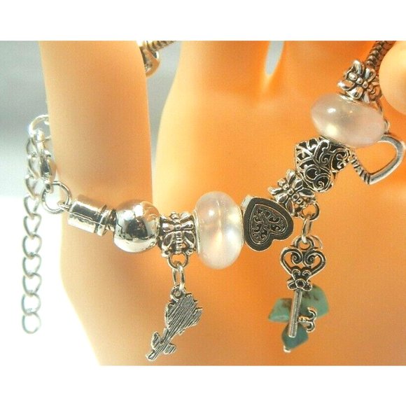 Turquoise Gemstone-Energy-Bracelet &Charm-European Style -512 - Picture 6 of 7